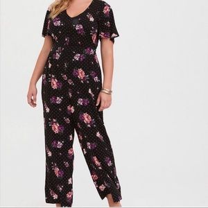 Torrid Polka Dot Floral Jumpsuit Size 3